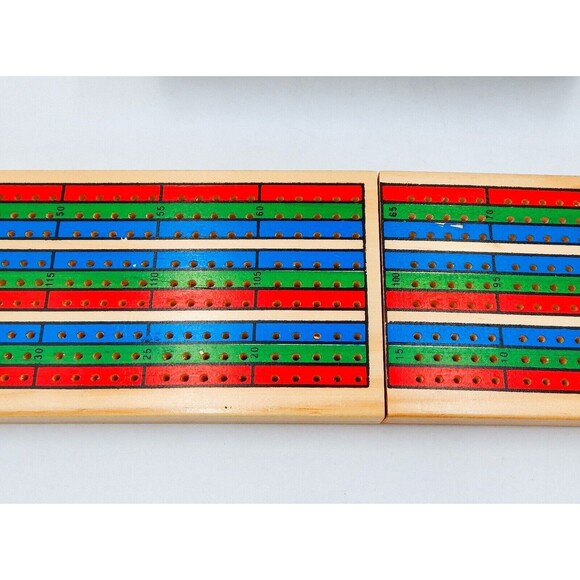 Cardinal Cribbage Board Set Solid Wood 3 Player Folding Track Deck Cards - Picture 5 of 9